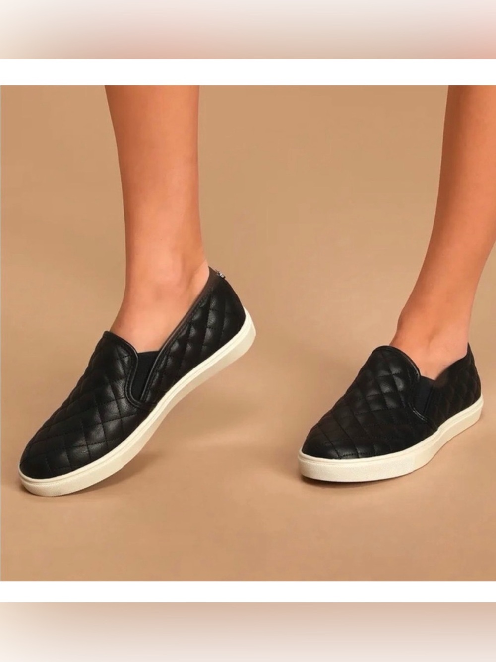Steve Madden Quilted Slip-On Sneakers for Women - Black Size 6